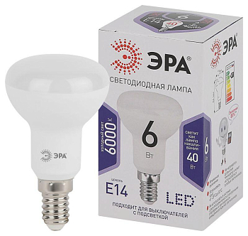 Лампа светодиодная LED R50-6W-860-E14 R50 6Вт рефлектор E14 холод. бел. ЭРА Б0048023