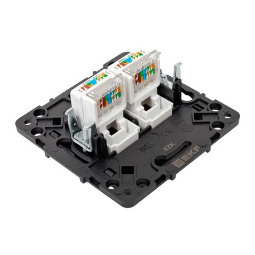 Розетка компьютерная 2-м Стокгольм RJ-45 механизм черн. EKF EZK02-035-10