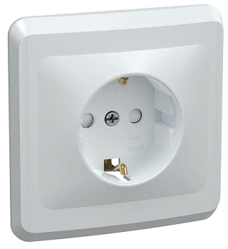 Розетка 1-м СП Вега РСш10-3-ВБ с заземл. контактом и защ. штор 16А бел. GENERICA ERV14-K01-16-DM