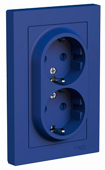 Розетка 2-м. AtlasDesign 16А с заземл. со шторками в сборе аквамарин SE ATN001126