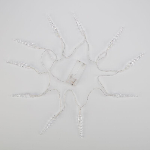 Гирлянда светодиодная "Сосульки" 1.5м 10LED бел. 0.1Вт IP20 провод ПВХ прозр. элементы питания 2хAA (не в компл.) Neon-Night 303-094