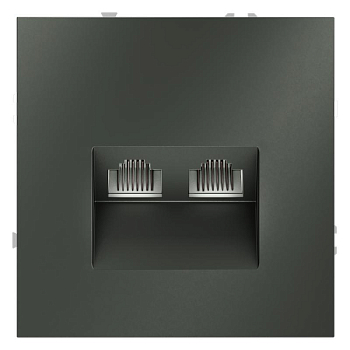Розетка компьютерная 2-м СП S70 RJ45 + RJ45 кат.6 механизм титан Voltum VLS060206