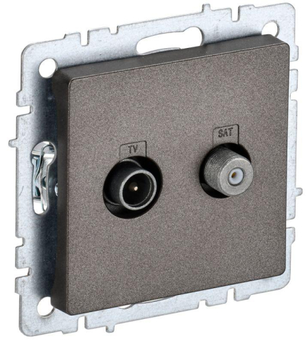 Розетка телевизионная TV/SAT 2-м Brite РТВ/РСп12-БрТБ механизм бронза IEK BR-AF20-O-K45