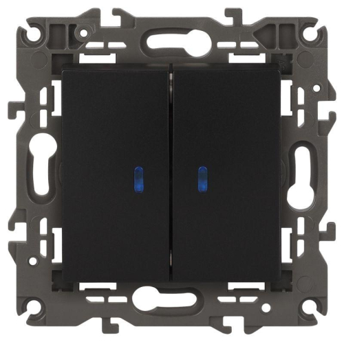 Выключатель 2-кл. СП Elegance 14-1105-05 10А IP20 250В 10AX с подсветкой механизм антрацит Эра Б0034241