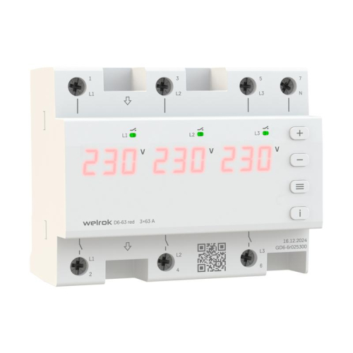 Реле напряжения D6-63 red Welrok 4660251140410