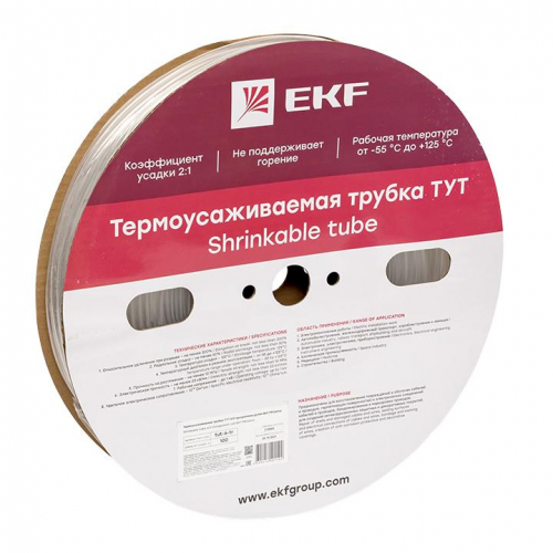 Трубка термоусадочная ТУТ 6/3 прозр. (уп.100м) PROxima EKF tut-6-tr