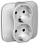Розетка 2-м СП FLITE РС12-1-А-ФлА 16А с заземл. без защ. шторок безвинтовое крепление в сборе механизм алюм. IEK FI-R21A-16-1-K47