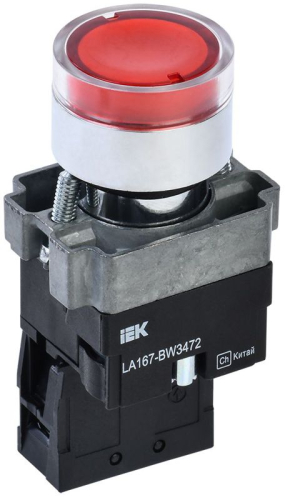 Кнопка LA167-BW3472 d22мм RC 1НЗ с подсветкой красн. IEK BBT20-BW3472-2-12-67-K04