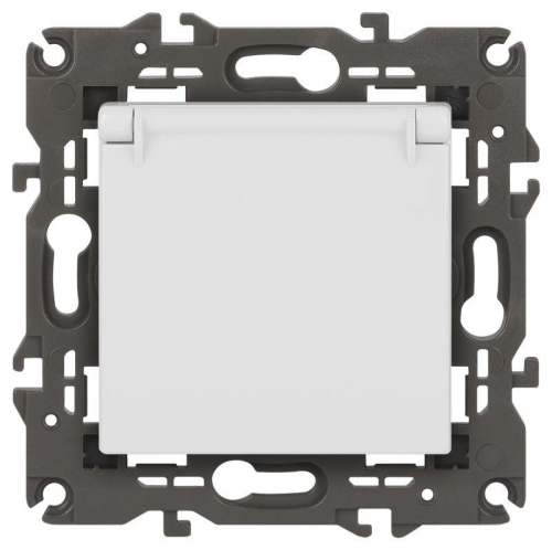 Розетка 1-м СП Эра Elegance 14-2103-01 16А IP20 16AX 250В 2P+E Schuko защ. шторки с крышкой бел. Эра Б0034278