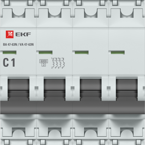 Выключатель автоматический модульный 4п C 1А 6кА ВА 47-63N PROxima EKF M636401C