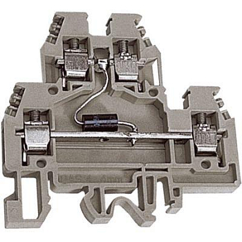 Зажим проходной DAS.4/D24GR. 2-х уровн. 4кв.мм с диодом 24В сер. DKC ZDSD024GR