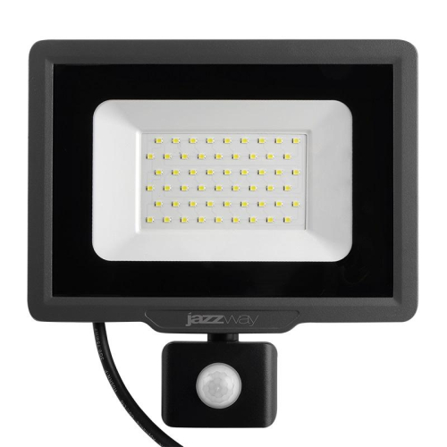 Прожектор светодиодный PFL-C3 SENSOR 50Вт 6500К IP65 ДО закален. прозр. стекло датчик движения инфракрасный Pro JazzWay 5026940A