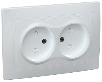 Розетка 2-м СП Кварта РСш12-2-КБ 10А IP20 без заземл. защ. шторки бел. GENERICA ERK20-K01-10-DM