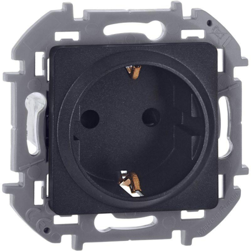 Розетка 1-м СП Inspiria 16А IP20 250В 2P+E защ. шторки немецк. стандарт механизм антрацит IEK 673733