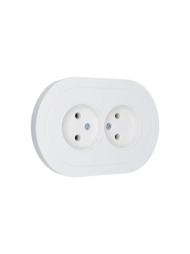 Розетка 2-м СП OSEN без заземл. ПБТ круглая бел. LEZARD 744-0200-128B