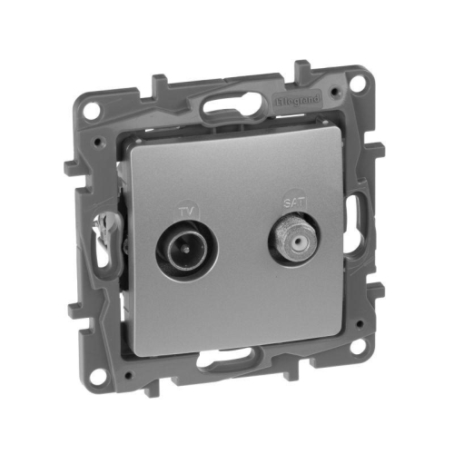 Розетка телевизионная TV/SAT СП Etika двухкабельная механизм алюм. IEK 672457