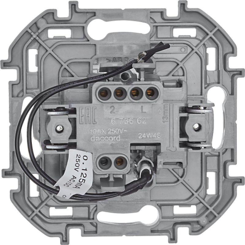 Переключатель 1-кл. Inspiria 10А IP20 250В 10AX с подсветкой/индикацией механизм алюм. IEK 673662