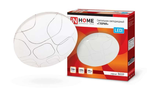 Светильник светодиодный DECO ГЛОРИЯ 24Вт 4000К 2160лм 230В 330х55мм IN HOME 4690612021904
