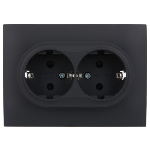 Розетка 2-м SKANDY 16А с заземл. защ. шторки в сборе SK-R07G графит IEK SK-R24-16-K53-F