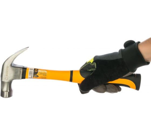 Молоток-гвоздодер 450г фибергласовая двухкомпонентн. ручка с магнитом Вихрь 73/6/8/8