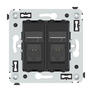 Розетка компьютерная 2-м RJ45 СП кат.6А Avanti "Черный матовый" DKC 4412374