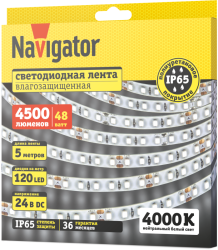 Лента светодиодная 95 302 NLS-2835W120-9.6-IP65-24V (уп.5м) Navigator 95302