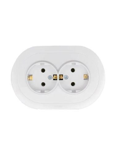 Розетка 2-м СП OSEN с заземл. ПБТ круглая механизм бел. LEZARD 744-0200-127B