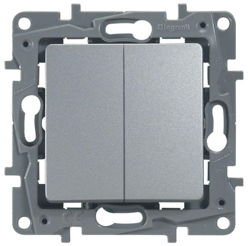 Переключатель 2-кл. СП Etika Plus 10А IP20 250В 10AX безвинтов. зажимы механизм алюм. IEK 672412