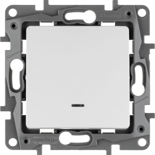 Выключатель 1-кл. СП Etika 10А IP20 250В 10AX с подсветкой/индикацией безвинтов. зажимы механизм бел. IEK 672203