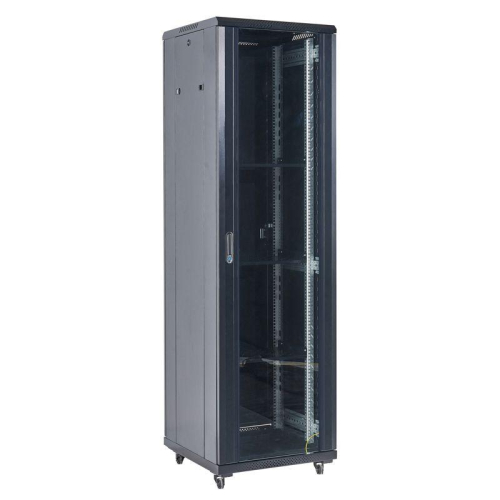 Шкаф телекоммуникационный напольный 19дюйм 42U 600х800х2054 передняя дверь стекло дверь задняя металл разборный черн. RAL9005 Rexant 04-4268-212
