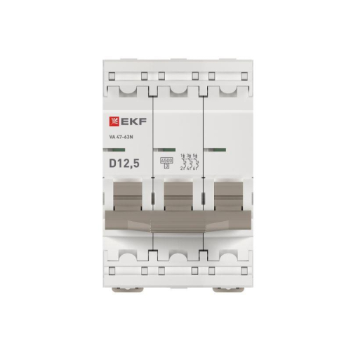 Выключатель автоматический 3п D 12.5А 4.5кА ВА 47-63N PROxima EKF M634312T5D