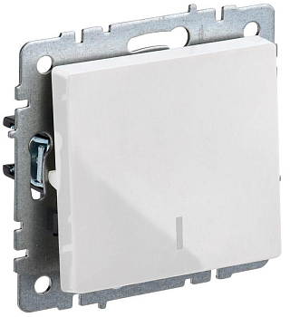 Выключатель 1-кл. СП BRITE ВС10-1-1-БрБ 10А с индик. механизм бел. IEK BR-V10-1-10-K01