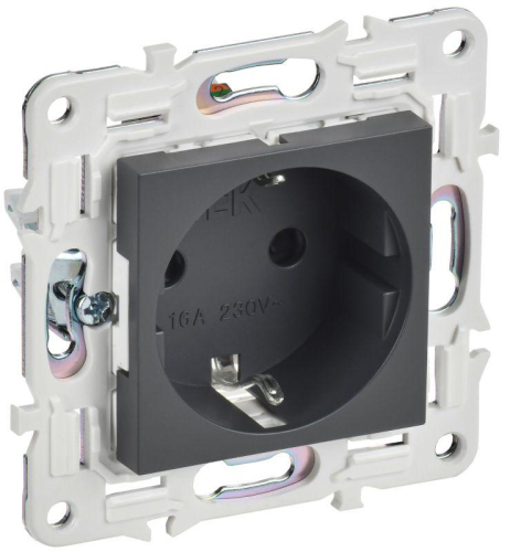 Розетка SKANDY 16А с заземл. защ. шторки SK-R04T титан IEK SK-R14-16-K48