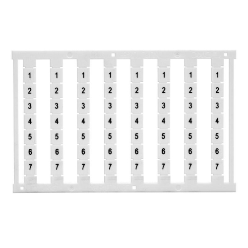 Маркировка для клемм ширина 8мм узкая для клемм Push-in бел. от 8 до 14 горизонтальная ориентация 1шт = карта из 56 маркеров (уп.10шт) DKC NUPUTUK-8F-8-14H