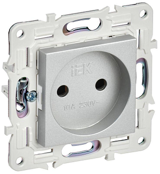 Розетка SKANDY 10А без заземл. без защ. шторок SK-R02S серебр. IEK SK-R10-10-K23