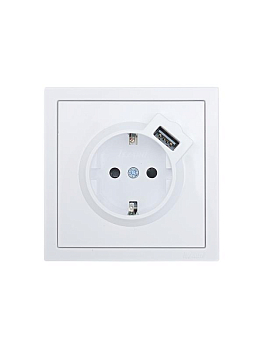 Розетка 1-м ZIMA IP20 + USB с заземл. механизм бел. LEZARD 704-0288-181