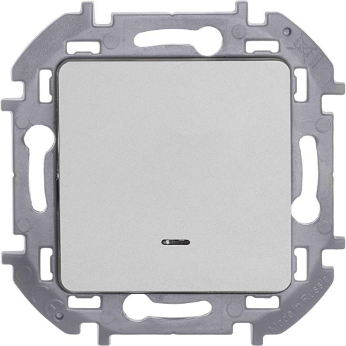 Переключатель 1-кл. Inspiria 10А IP20 250В 10AX с подсветкой/индикацией механизм алюм. IEK 673662