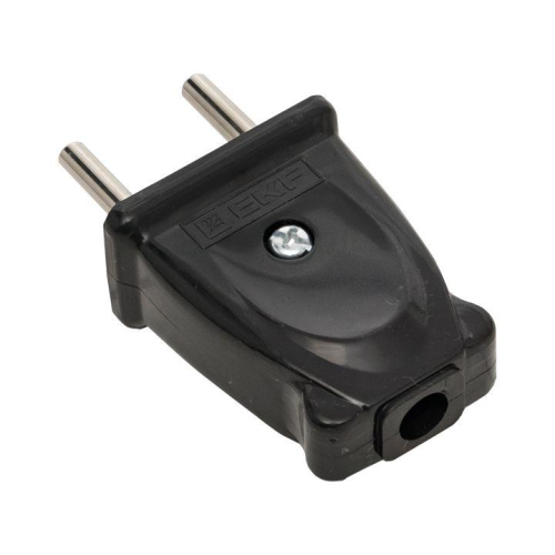 Вилка плоская 10А 250В без заземл. черн. PROxima EKF AVP10-30-rpl