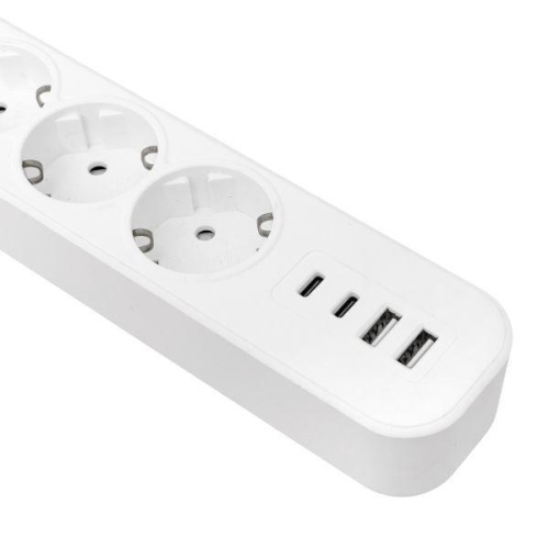 Удлинитель 5х1.5м IP20 2USB 2.4А+2type-C LUX 1.5кв.мм EKF UBA-LUX-515-TC