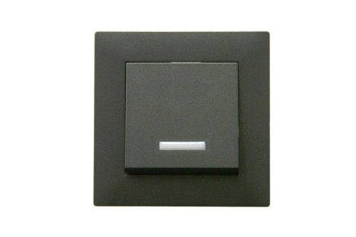 Выключатель 1-клав. с подсветкой Karea RIZZ STAR дым. металлик Makel 88050021