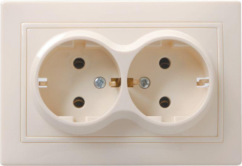 Розетка 2-м СП Кварта РС12-3-ККм 16А IP20 с заземл. без защ. шторок крем. GENERICA ERK24-K33-16-DM