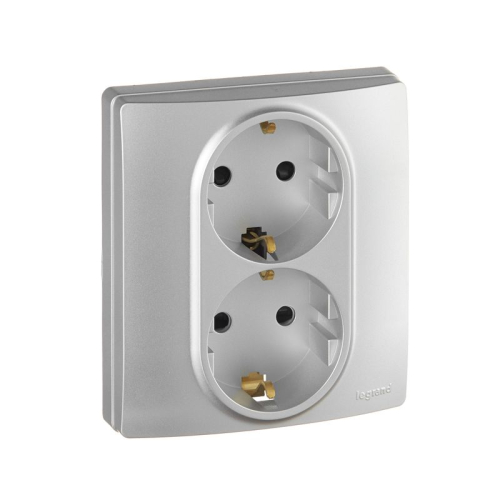 Розетка 2-м СП Inspiria 16А 250В с заземл. защ. шторки безвинтов. зажимы алюм. IEK 673757