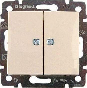 Выключатель 2-кл. СП Valena 10А IP31 с индикацией механизм сл. кость (DIY-упак.) IEK 695606