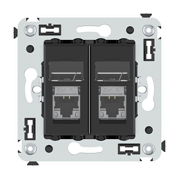 Розетка компьютерная 2-м RJ-45 СП кат.6 экранированная Avanti "Черный матовый" DKC 4412394