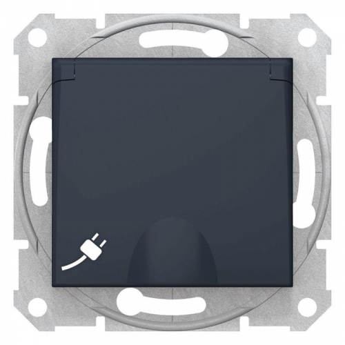 Механизм розетки 1-м СП Sedna 16А IP20 с заземл. быстрозажим. контакты защ. шторки с крышкой графит SchE SDN3100470