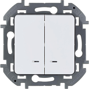 Выключатель 2-кл. Inspiria 10А IP20 250В 10AX с подсветкой/индикацией механизм бел. Leg 673630