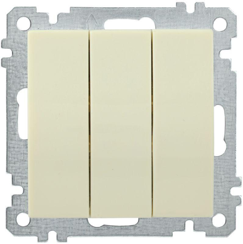 Выключатель 3-кл. СП Bolero ВС10-3-0-Б 10А IP20 10А IP20 механизм крем. IEK EVB30-K33-10