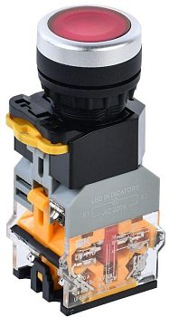 Кнопка D8-11D d22мм 1НО+1НЗ с подсветкой красн. KARAT IEK BBT30-11D-3-12-K04