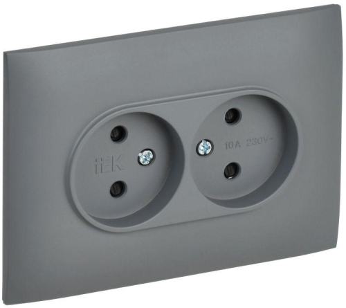 Розетка 2-м SKANDY 10А без заземл. защ. шторки в сборе SK-R09Gr сер. IEK SK-R23-10-K03-F