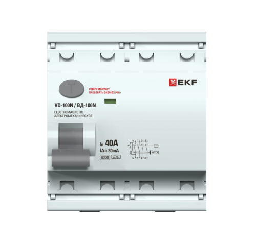 Выключатель дифференциального тока 4п 40А 30мА тип A 6кА ВД-100N электромех. PROxima EKF E1046MA4030